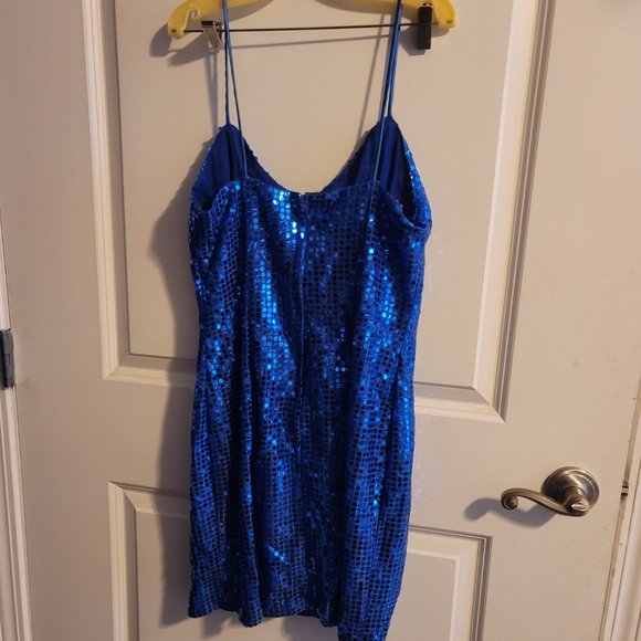 Vintage L.A. GLO Blue Sequin Mini Dress - Picture 2 of 3